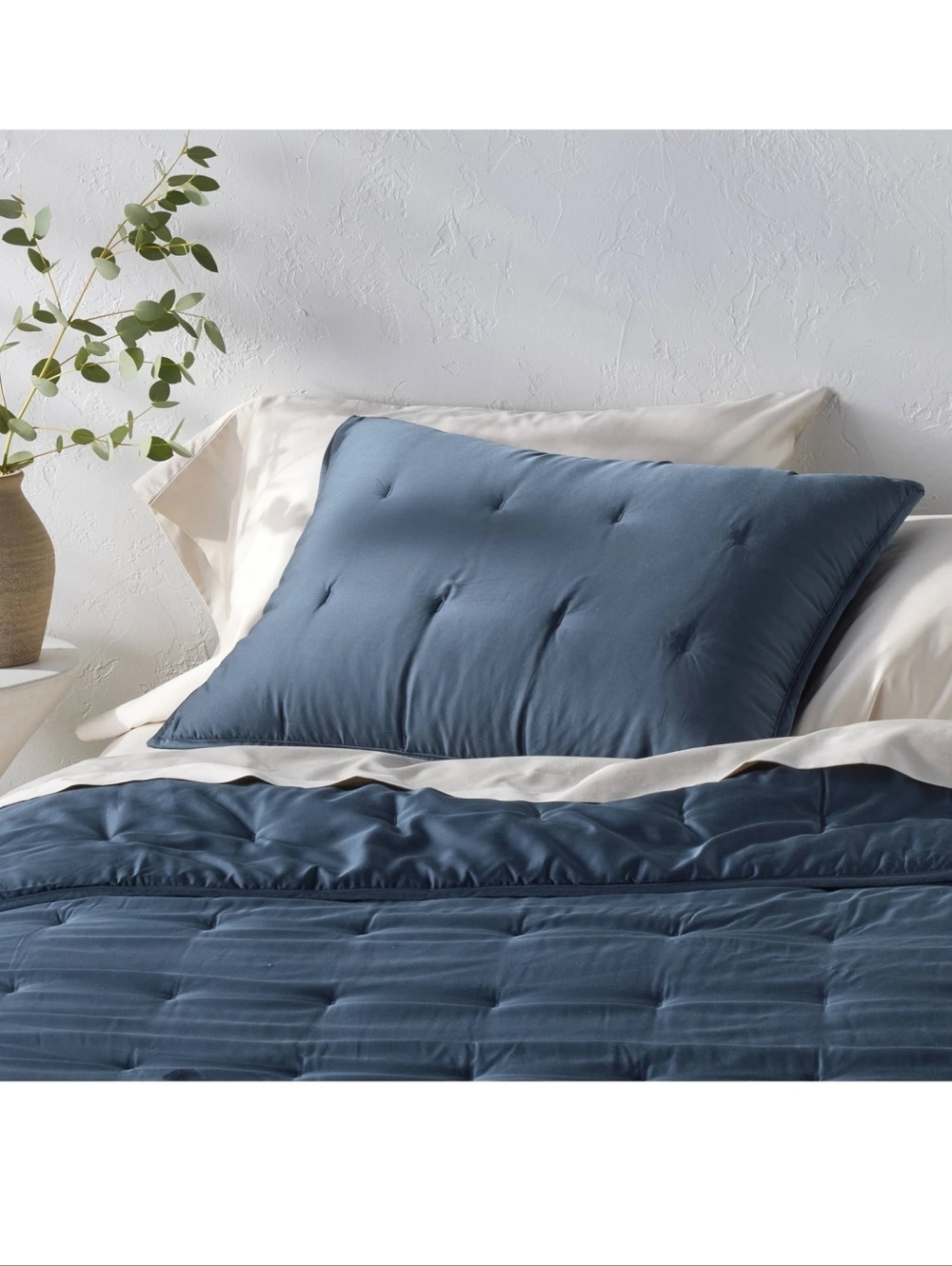 Casaluna Bamboo Quilt Pillow Sham ~ Dark Mineral Blue
